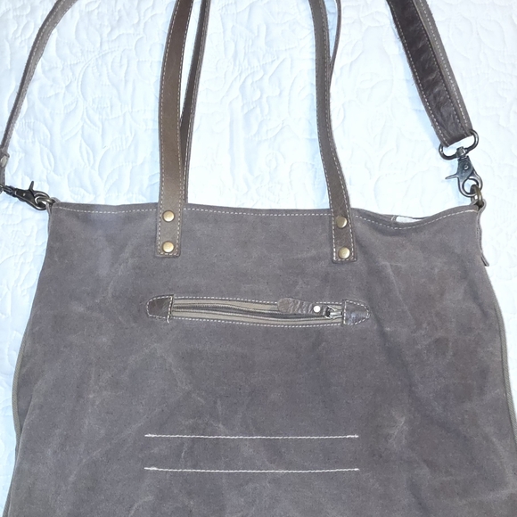 Myra Bag Brown and Gray Tote - Picture 5 of 11